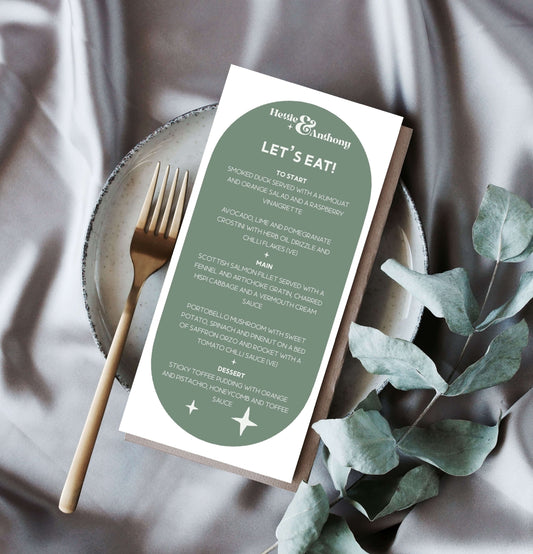 The Hettie Wedding Menu